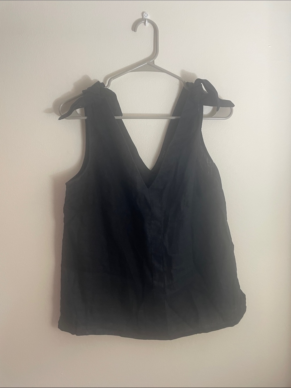 J. Crew Black Tie-Shoulder V-Neck Tank